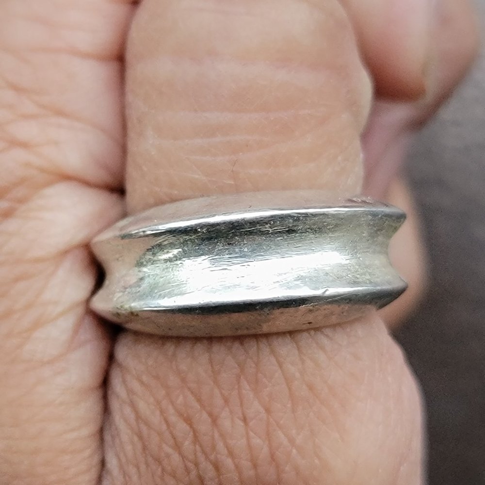 Heavy Chunky Solid 925 Sterling Silver Concave Th… - image 3